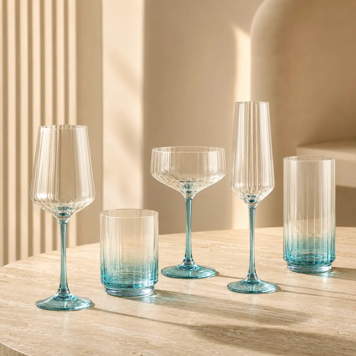 Morveniq Gradient Ribbed Drinking Glasses