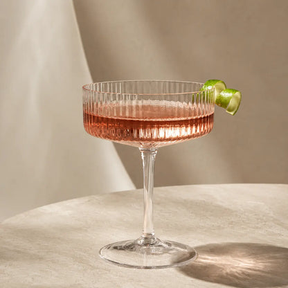 Morveniq 4-Piece Ribbed Coupe Glasses