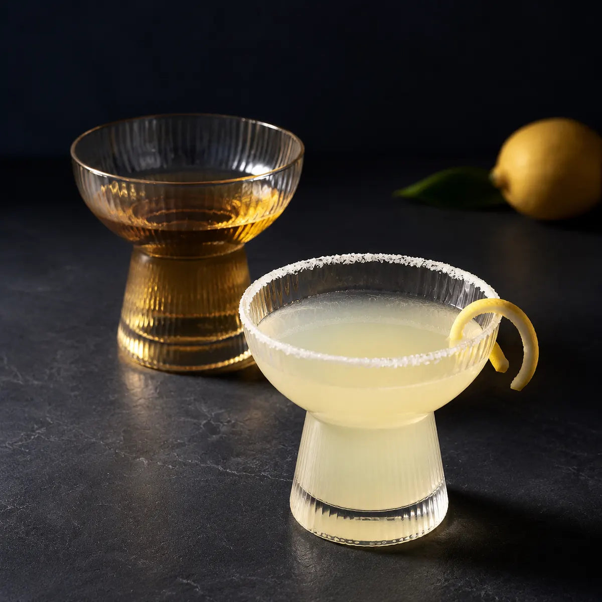 Morveniq Gold-Rim Stemless Margarita Glasses