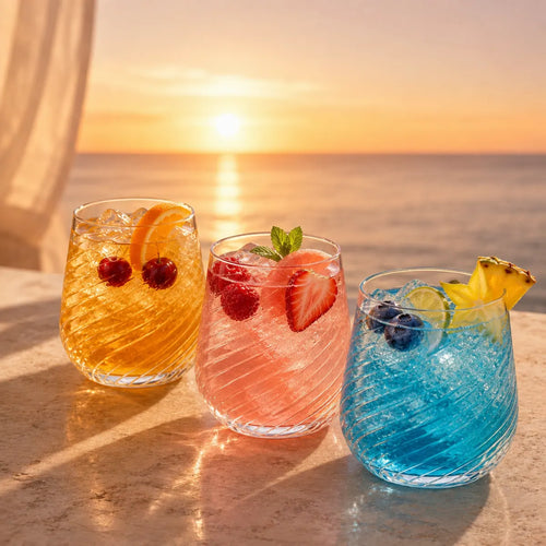 Morveniq Stemless Ribbed Plastic Cups