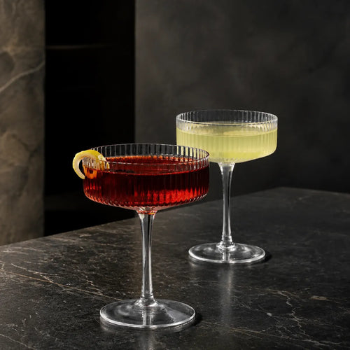 Morveniq 4-Piece Ribbed Coupe Glasses