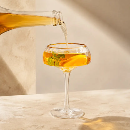Morveniq Gold-Rim Coupe Glasses Set