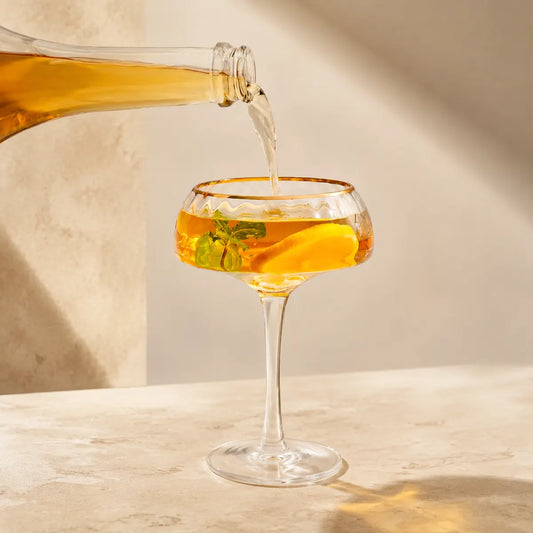 Morveniq Gold-Rim Coupe Glasses Set