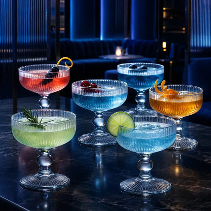 Morveniq Stemmed Ribbed Coupe Glasses