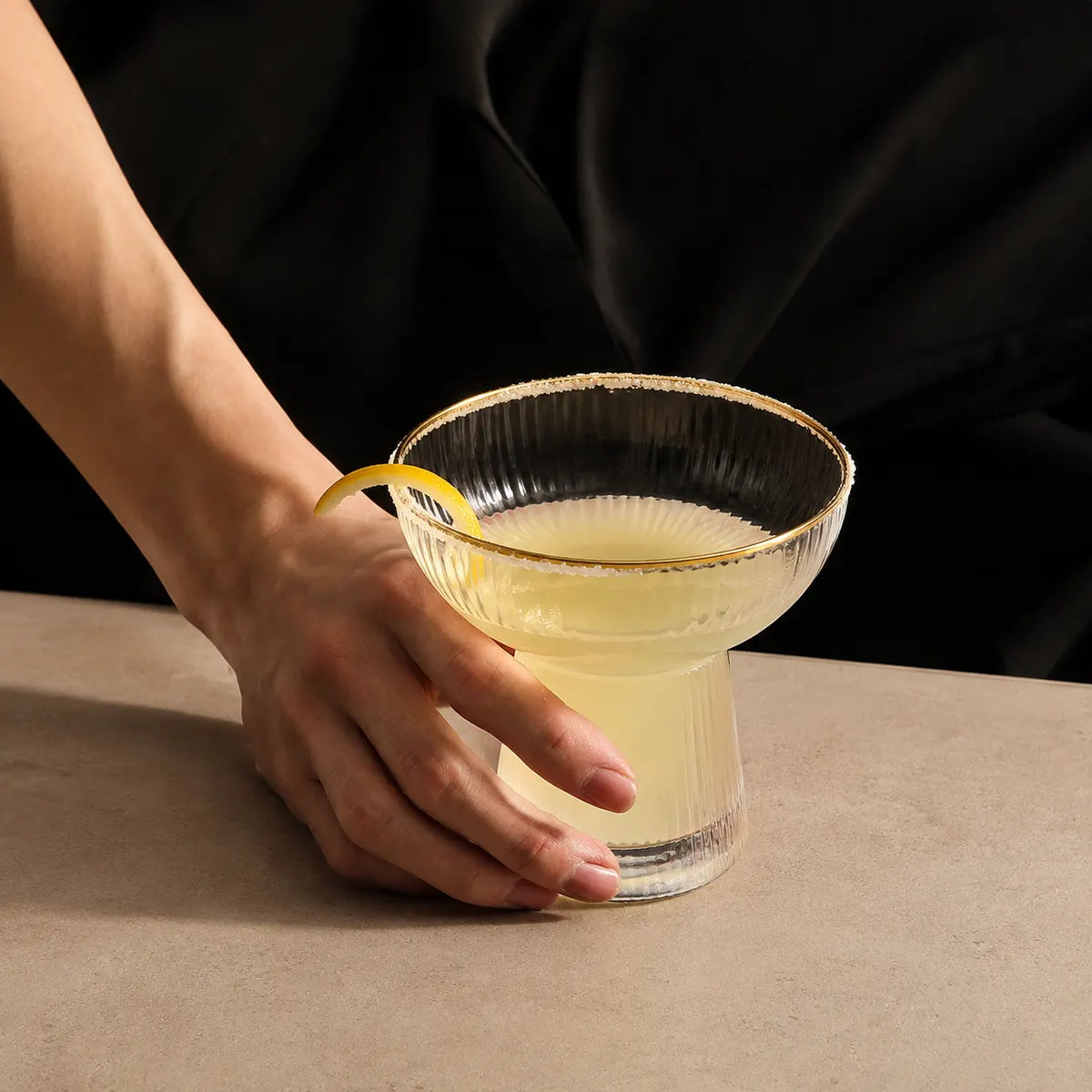 Morveniq Gold-Rim Stemless Margarita Glasses