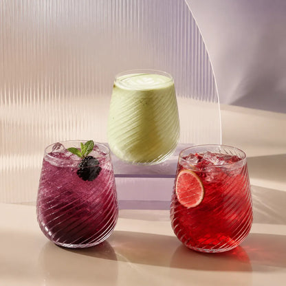 Morveniq Stemless Ribbed Plastic Cups
