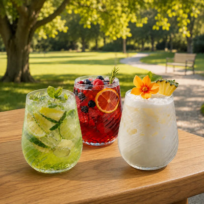 Morveniq Stemless Ribbed Plastic Cups